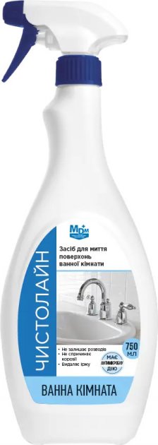 Засіб для миття та чищення ваної кімнати ЧИСТОЛАЙН Ванна кімната, 750 мл